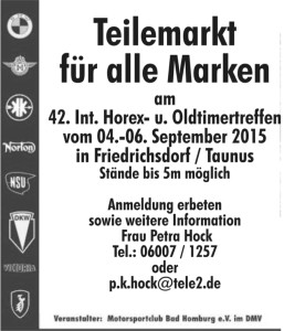 Horex Oldtimertreffen und Teilemarkt