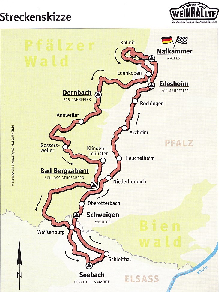 Streckenskizze Südpfalz und Elsass
