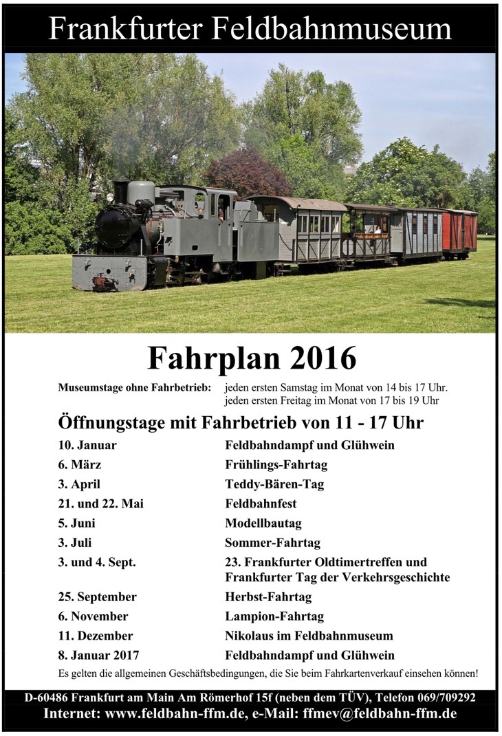 Frankfurter Feldbahn Fahrplan 2016