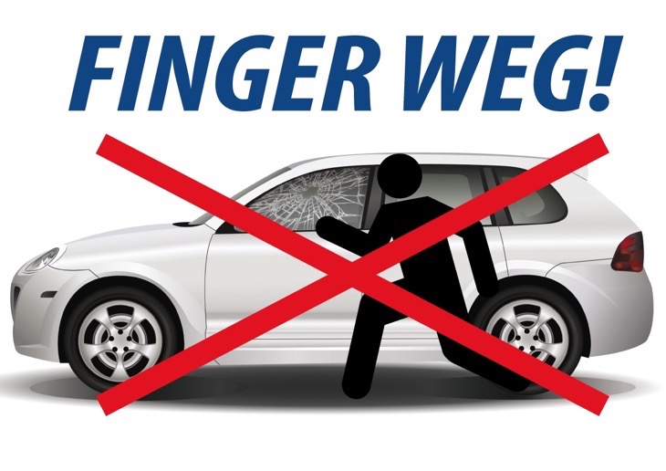 Finger weg vom Auto oder Autoteilen