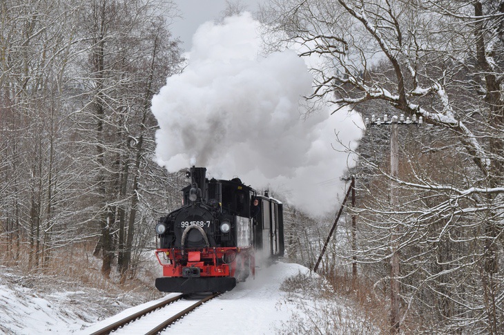 Dampfzuege Pressnitztalbahn-Winterlandschaft Foto Thomas Poth
