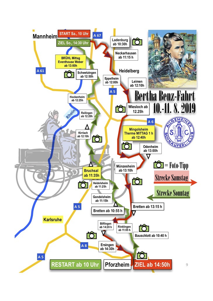Bertha Benz Fahrt Strecke 2019